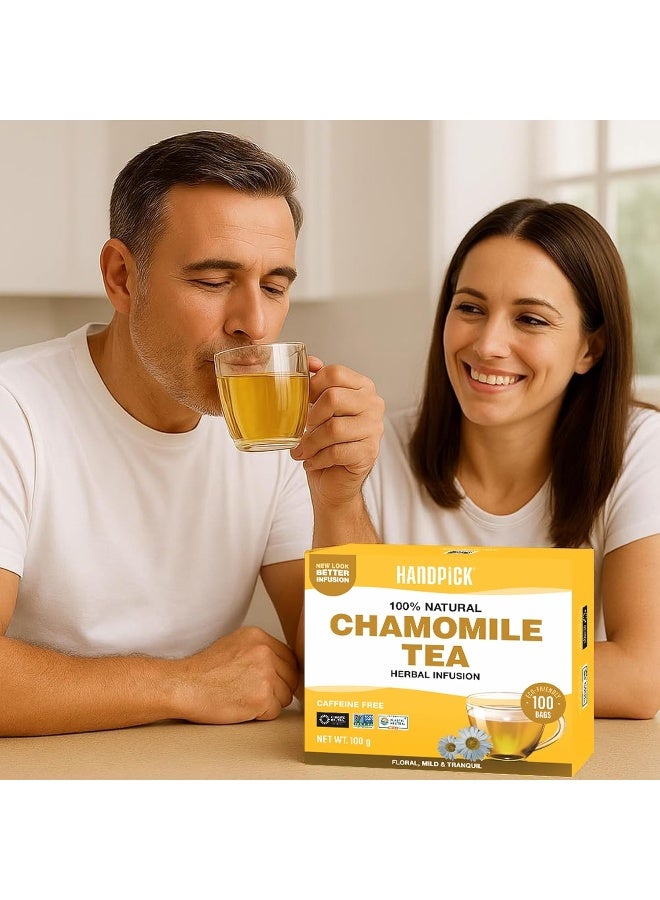 HANDPICK, Organic Chamomile Tea Bags (100 Herbal Tea Bags) Caffeine Free| Premium Floral Chamomile Herbal Tea in Eco-Conscious Teabags | Direct from Source - Image 5